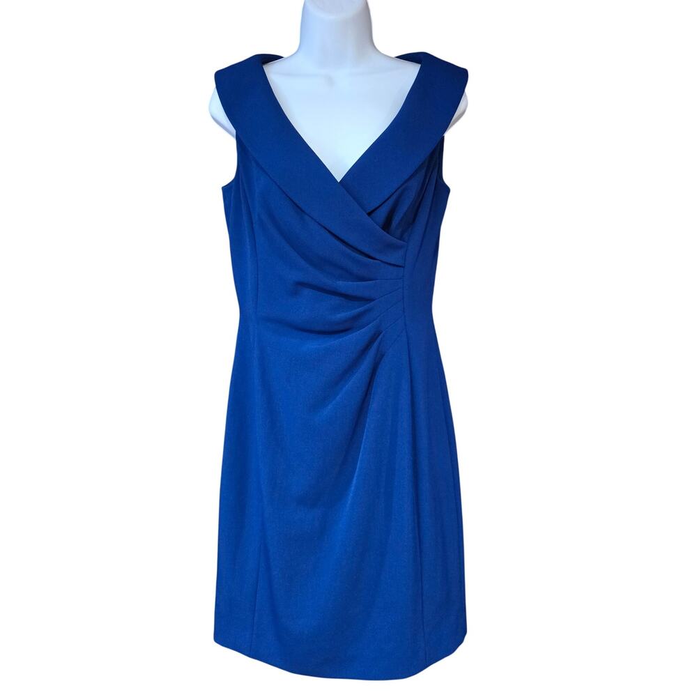NWOT Tahari Arthur S Levine cobalt blue knee length sheath dress sz 4